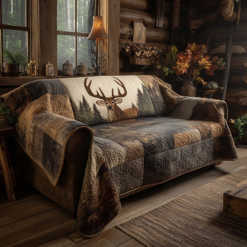 Forest Deer Quilted Sofa Cover GFTOHD11708
