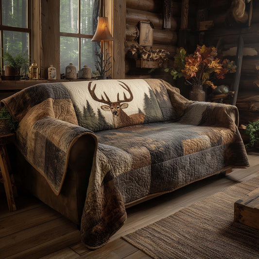 Forest Deer Quilted Sofa Cover GFTOHD11708
