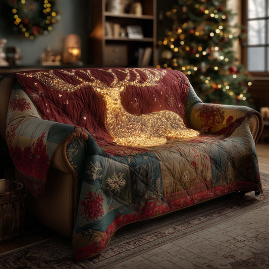 Festive Holiday Deer Quilted Sofa Cover GFTOHD11709