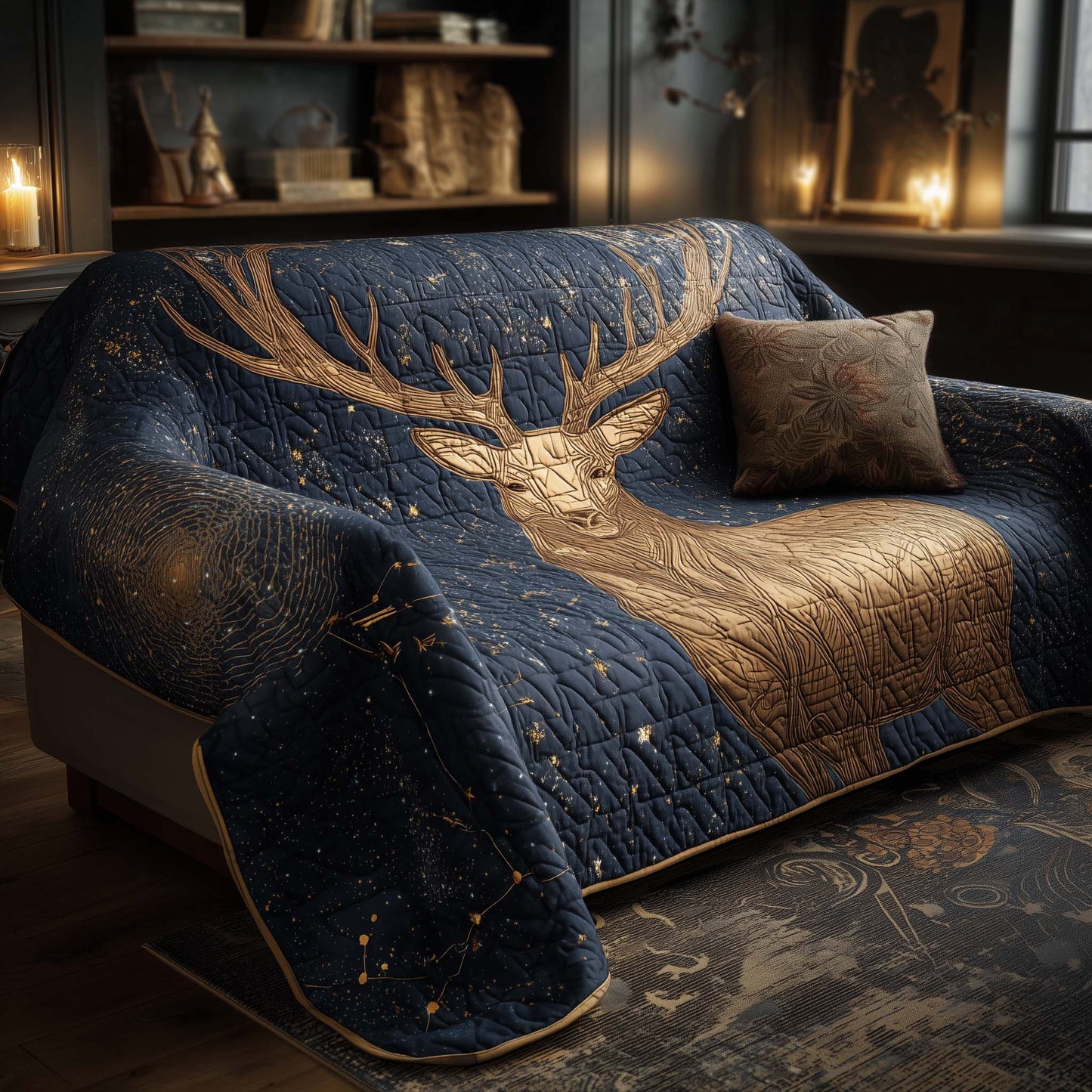 Celestial Deer Quilted Sofa Cover GFTOHD11714
