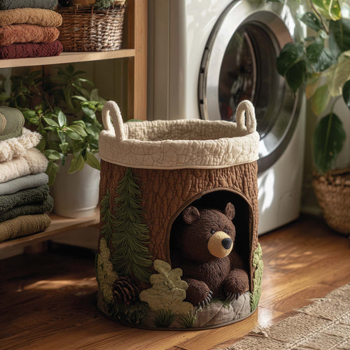 Forest Bear Quilted Laundry Basket GFTOHD11717