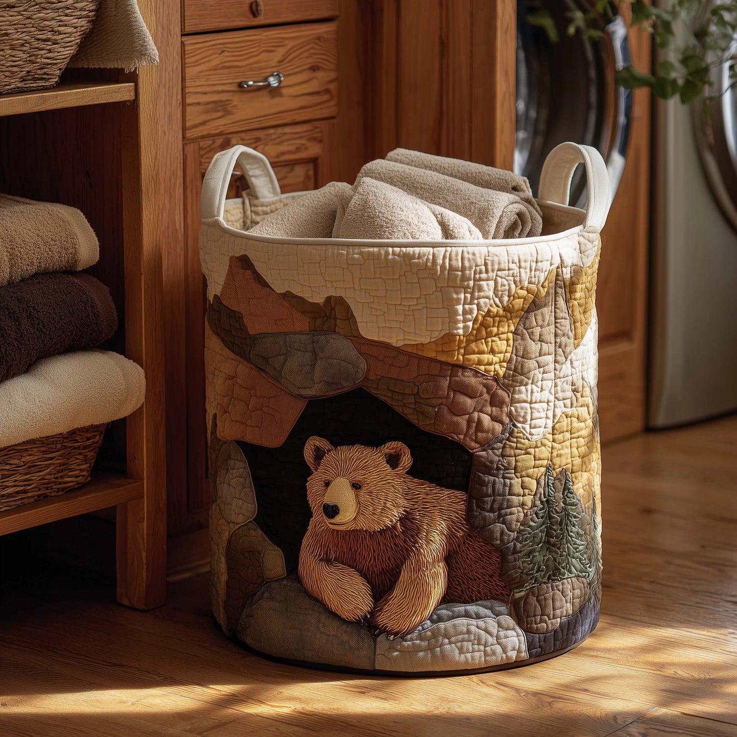Forest Bear Quilted Laundry Basket GFTOHD11720
