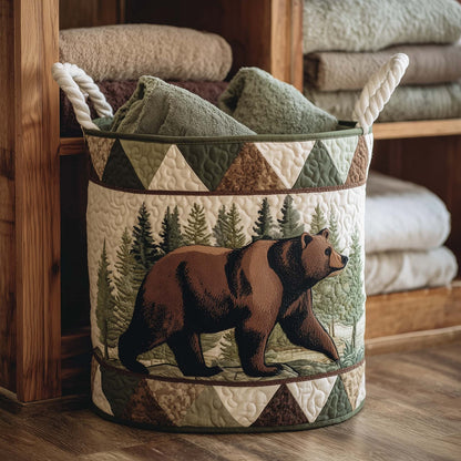 Forest Bear Quilted Laundry Basket GFTOHD11725