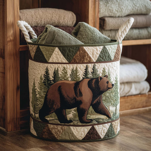 Forest Bear Quilted Laundry Basket GFTOHD11725