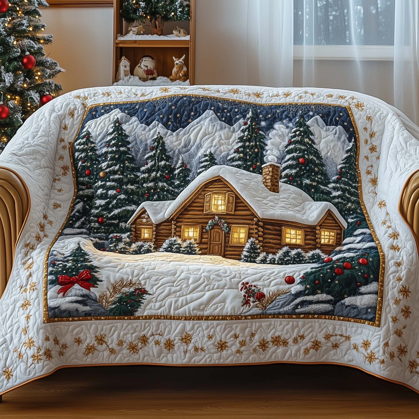 Snow Village Quilted Sofa Cover GFTOHD11730