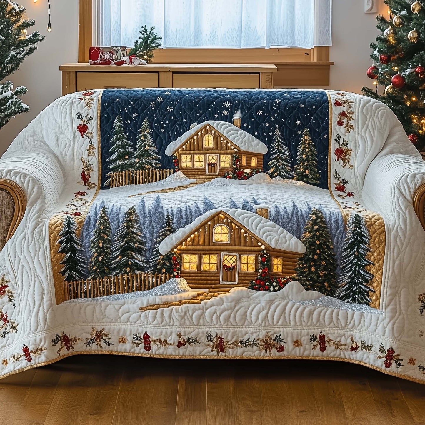 Snow Village Quilted Sofa Cover GFTOHD11731
