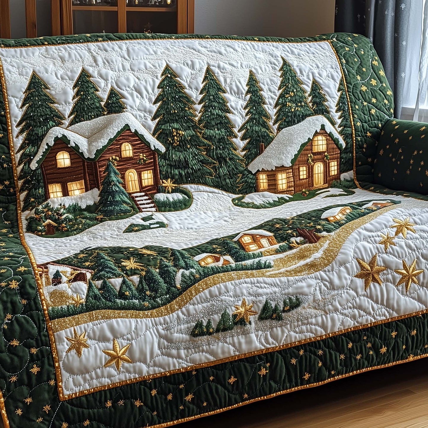 Snow Village Quilted Sofa Cover GFTOHD11738
