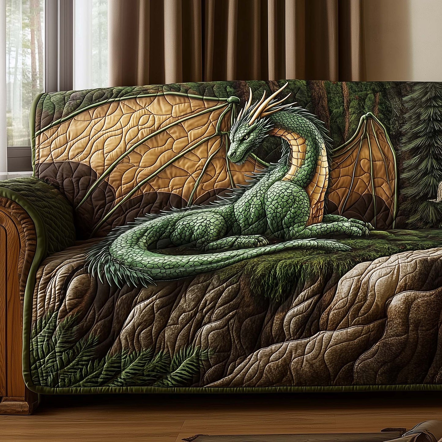 Majestic Dragon Quilted Sofa Cover GFTOHD11741