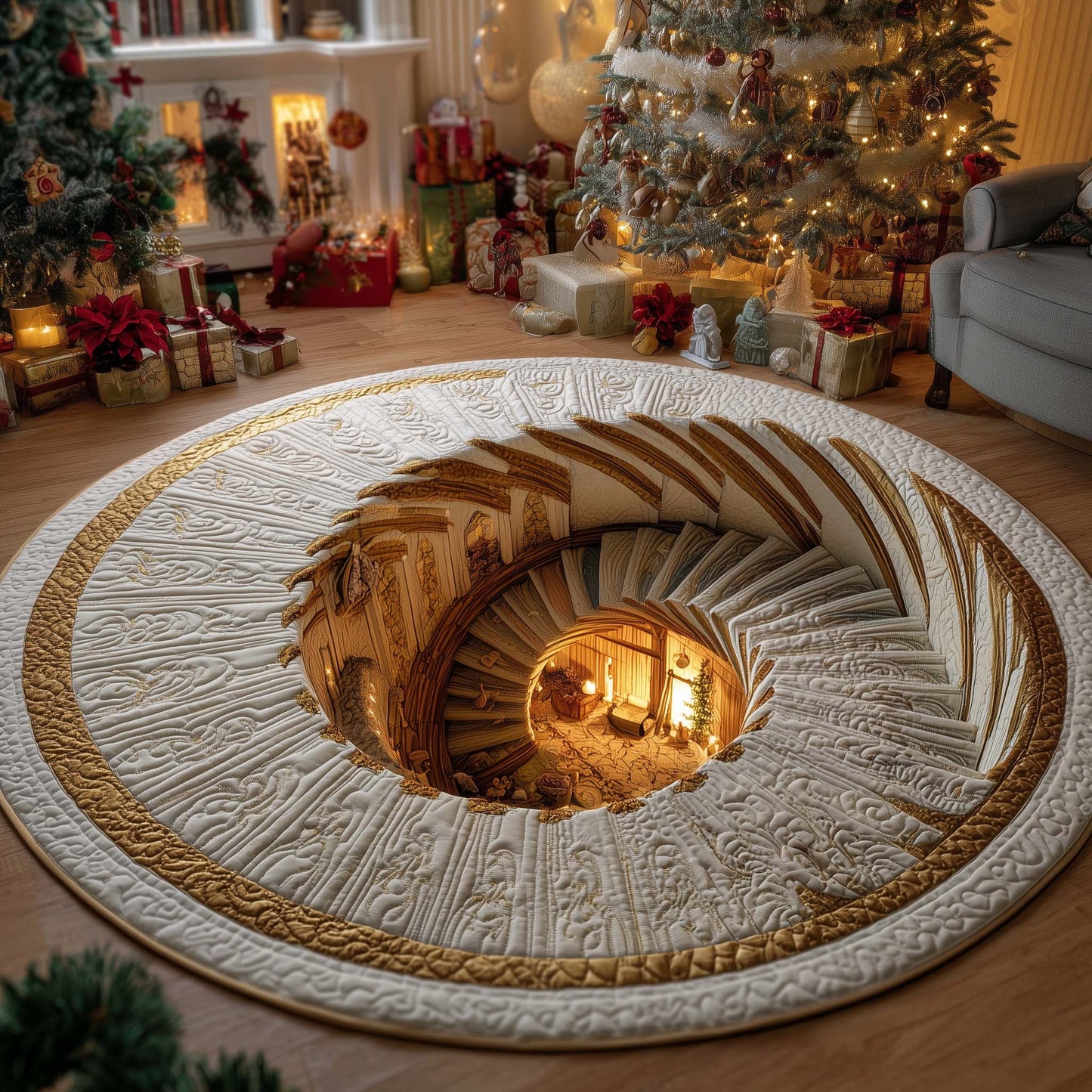 Candlelight Nativity Spiral Quilted Round Mat GFTOHD11756