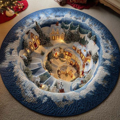 Snowman Spiral Village Quilted Round Mat GFTOHD11758