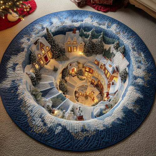 Snowman Spiral Village Quilted Round Mat GFTOHD11758