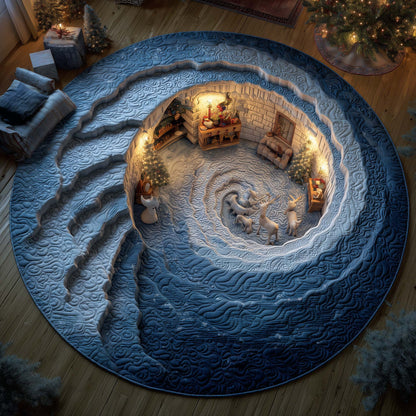 Reindeer Path to North Pole Quilted Round Mat GFTOHD11759