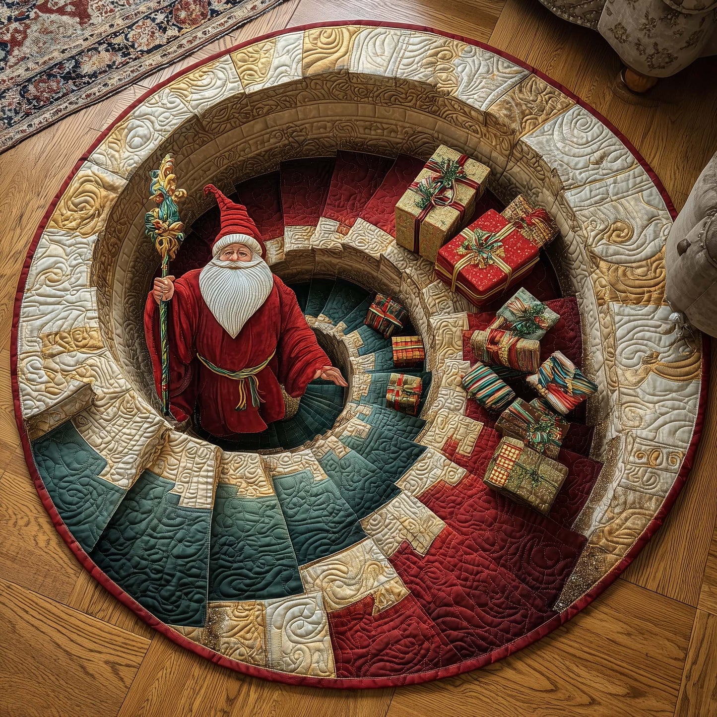 Christmas Wizard Spiral Quilted Round Mat GFTOHD11760