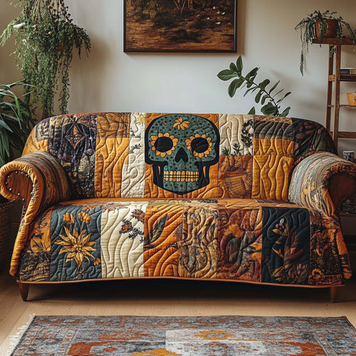 Boho Patchwork Skull Quilted Sofa Cover GFTOHD11767