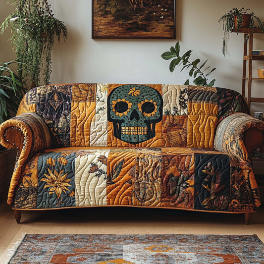 Boho Patchwork Skull Quilted Sofa Cover GFTOHD11767