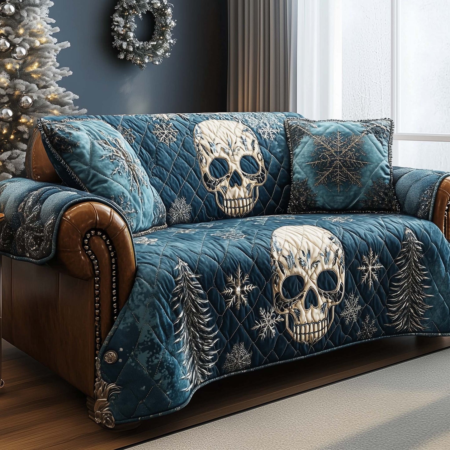 Gothic Winter Skull Quilted Sofa Cover GFTOHD11768