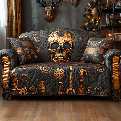 Steampunk Skull Quilted Sofa Cover GFTOHD11774
