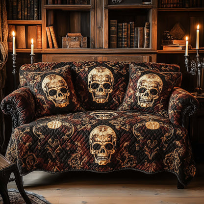 Antique Tapestry Skull Quilted Sofa Cover GFTOHD11777