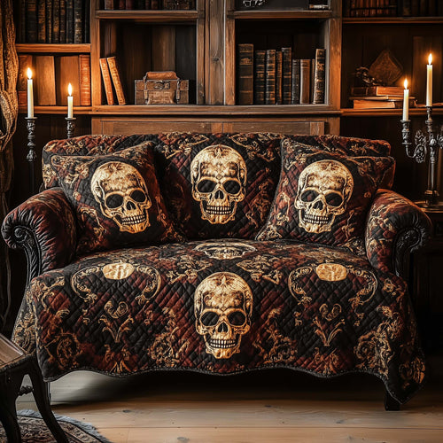 Antique Tapestry Skull Quilted Sofa Cover GFTOHD11777