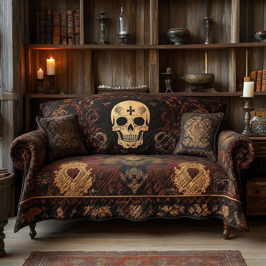 Antique Tapestry Skull Quilted Sofa Cover GFTOHD11778