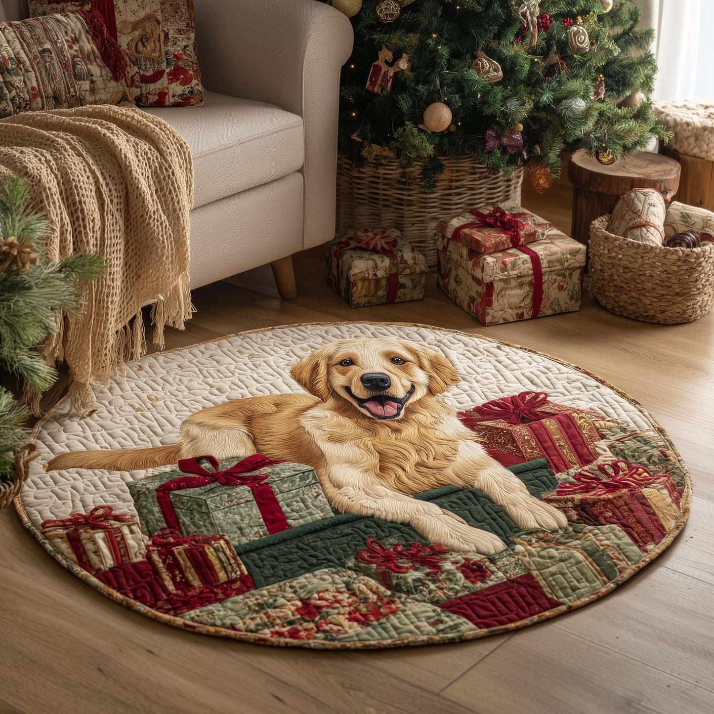Golden Retriever Quilted Round Mat GFTOHD11784