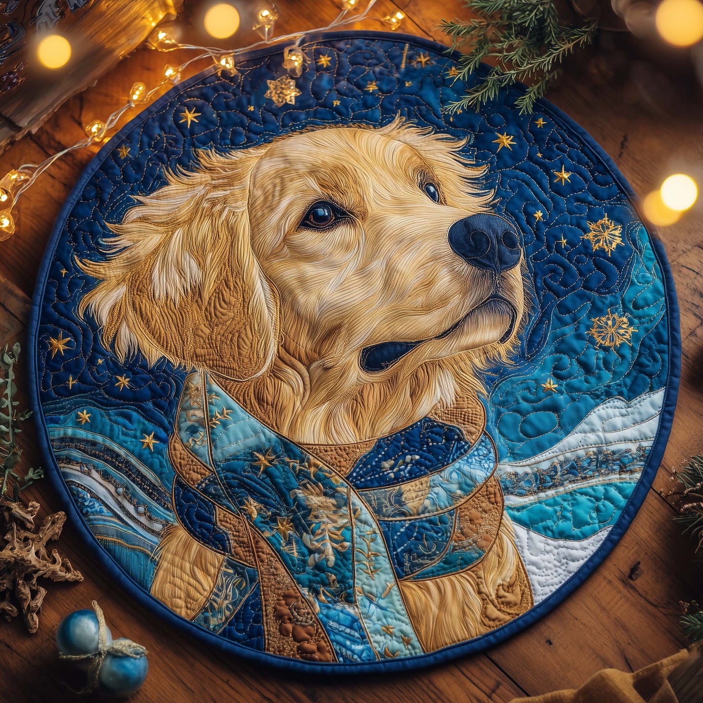Golden Retriever Quilted Round Mat GFTOHD11785