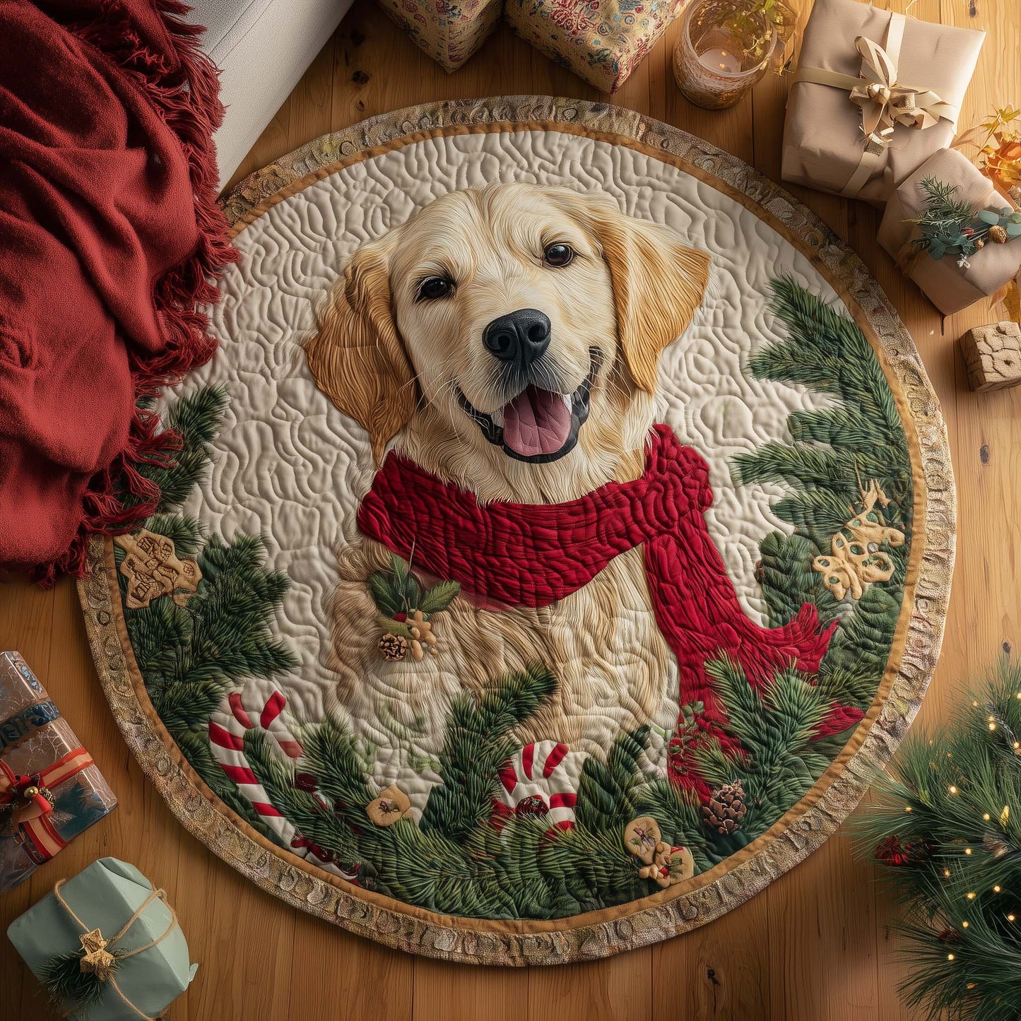 Golden Retriever Quilted Round Mat GFTOHD11787