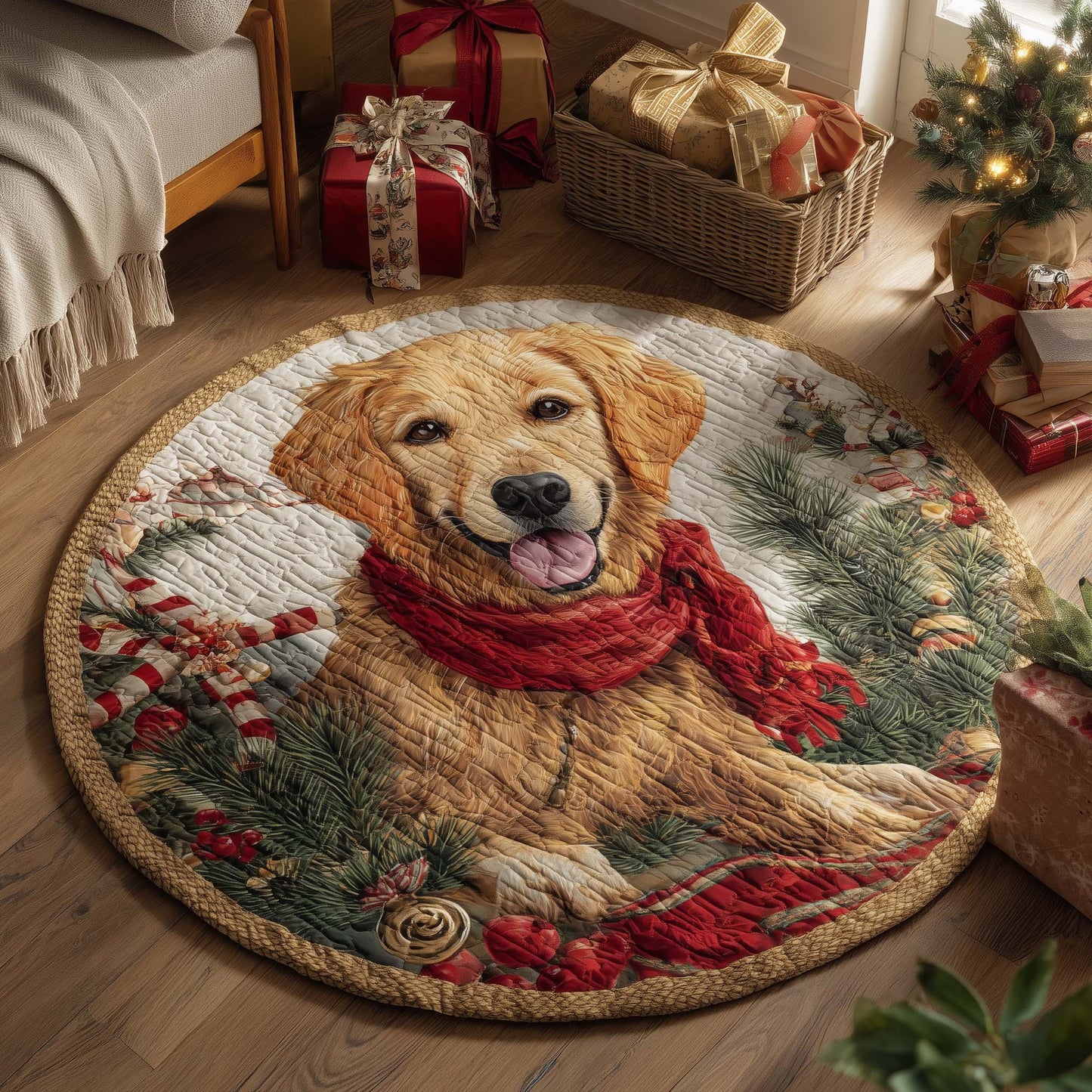 Golden Retriever Quilted Round Mat GFTOHD11788