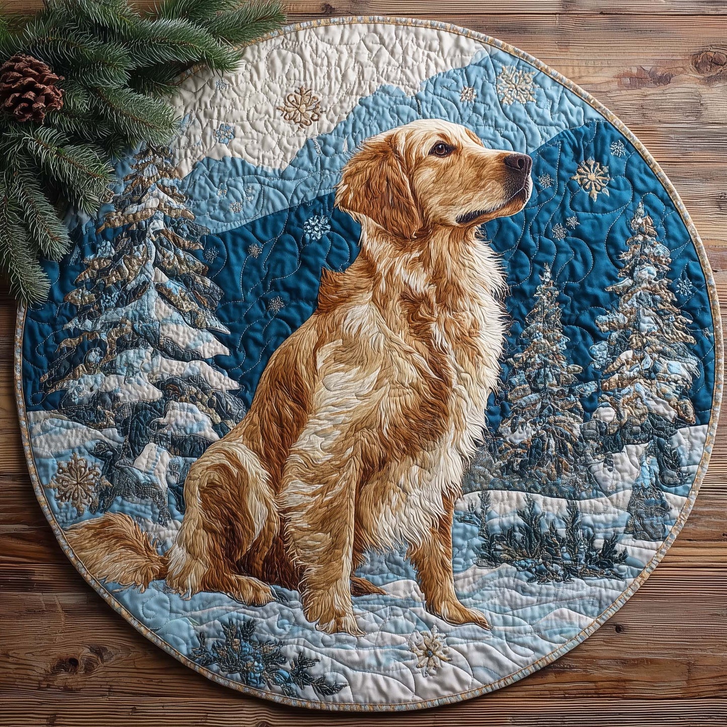 Golden Retriever Quilted Round Mat GFTOHD11789