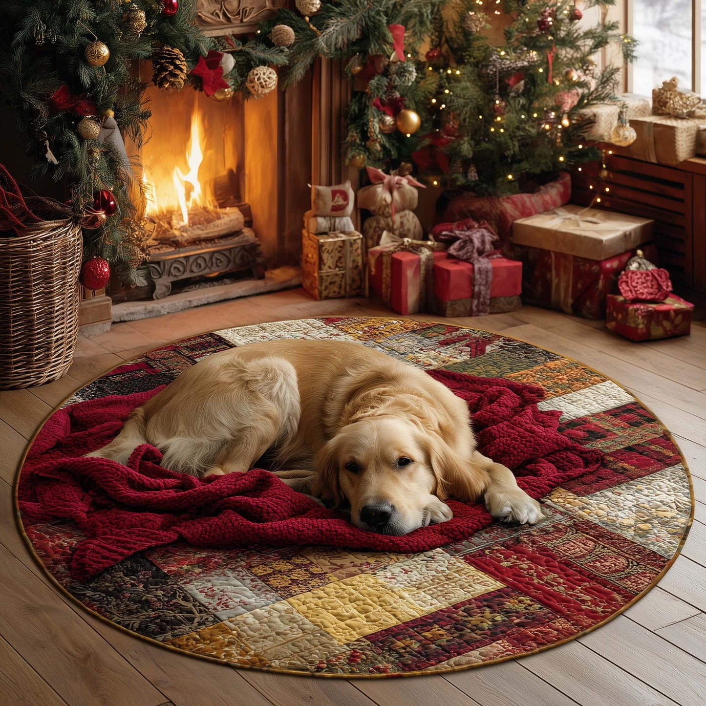 Golden Retriever Quilted Round Mat GFTOHD11791