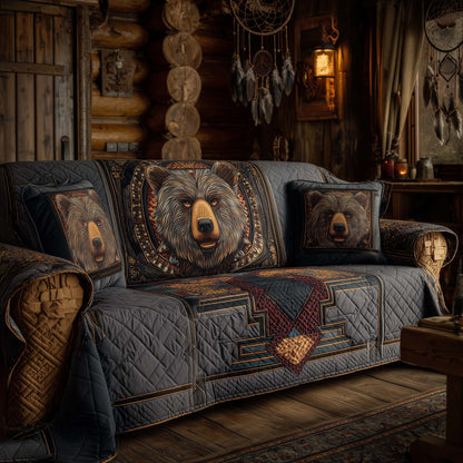 Native Bear Quilted Sofa Cover GFTOHD11803