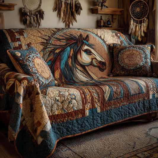 Native Horse Quilted Sofa Cover GFTOHD11809