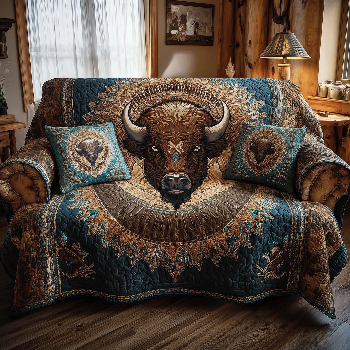 Native Bison Quilted Sofa Cover GFTOHD11812