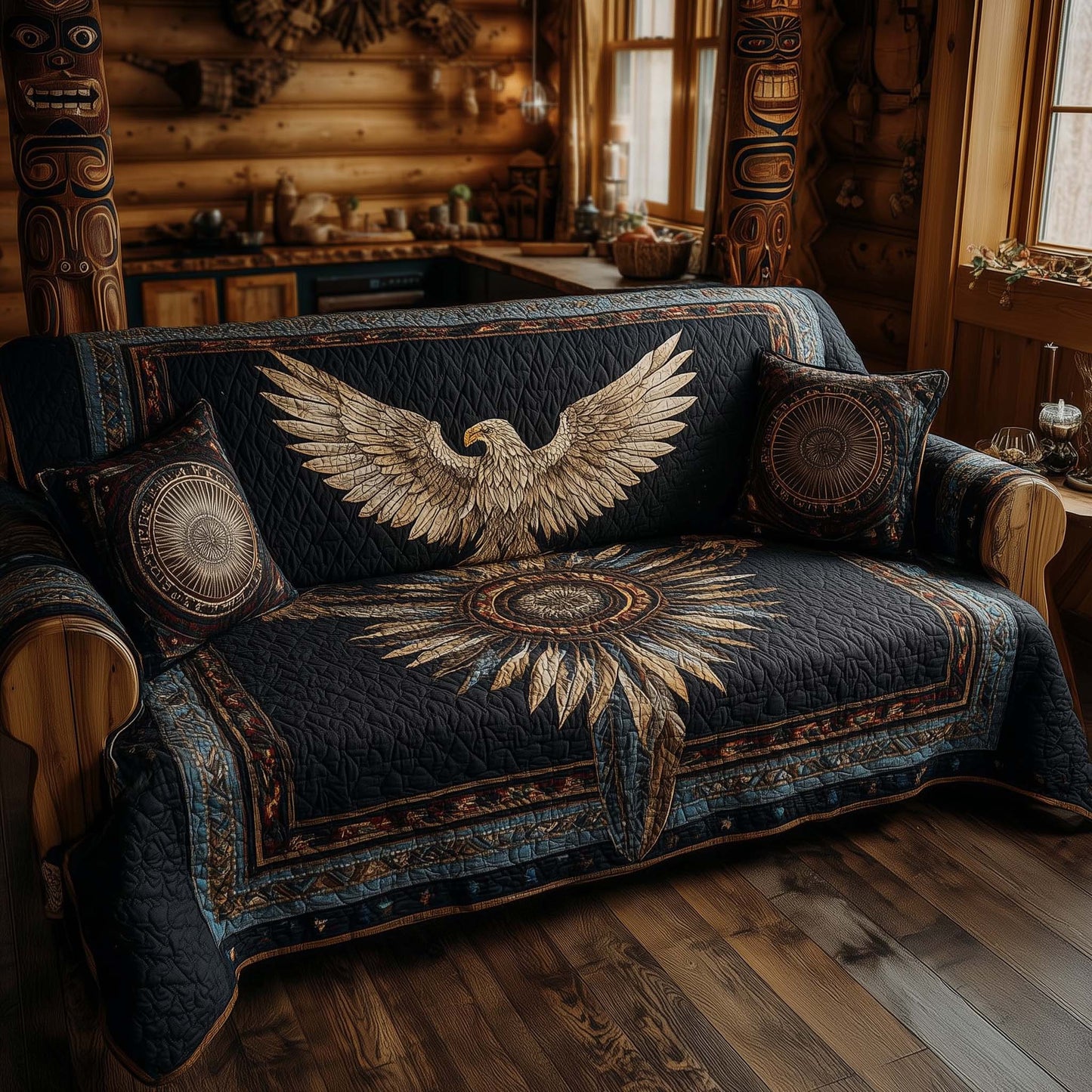 Native Eagle Quilted Sofa Cover GFTOHD11814