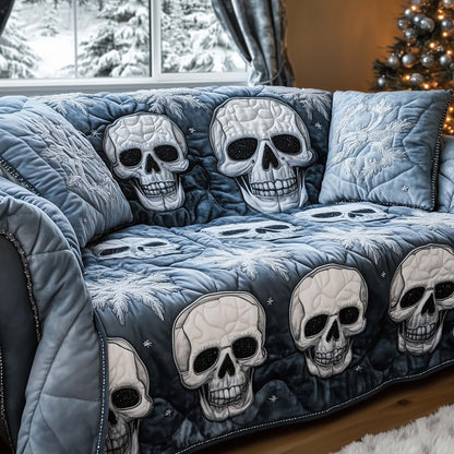 Crystal Frost Skulls Quilted Sofa Cover GFTOHD11821
