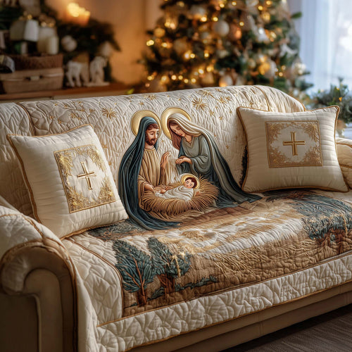 Peaceful Nativity Quilted Sofa Cover GFTOHD11844
