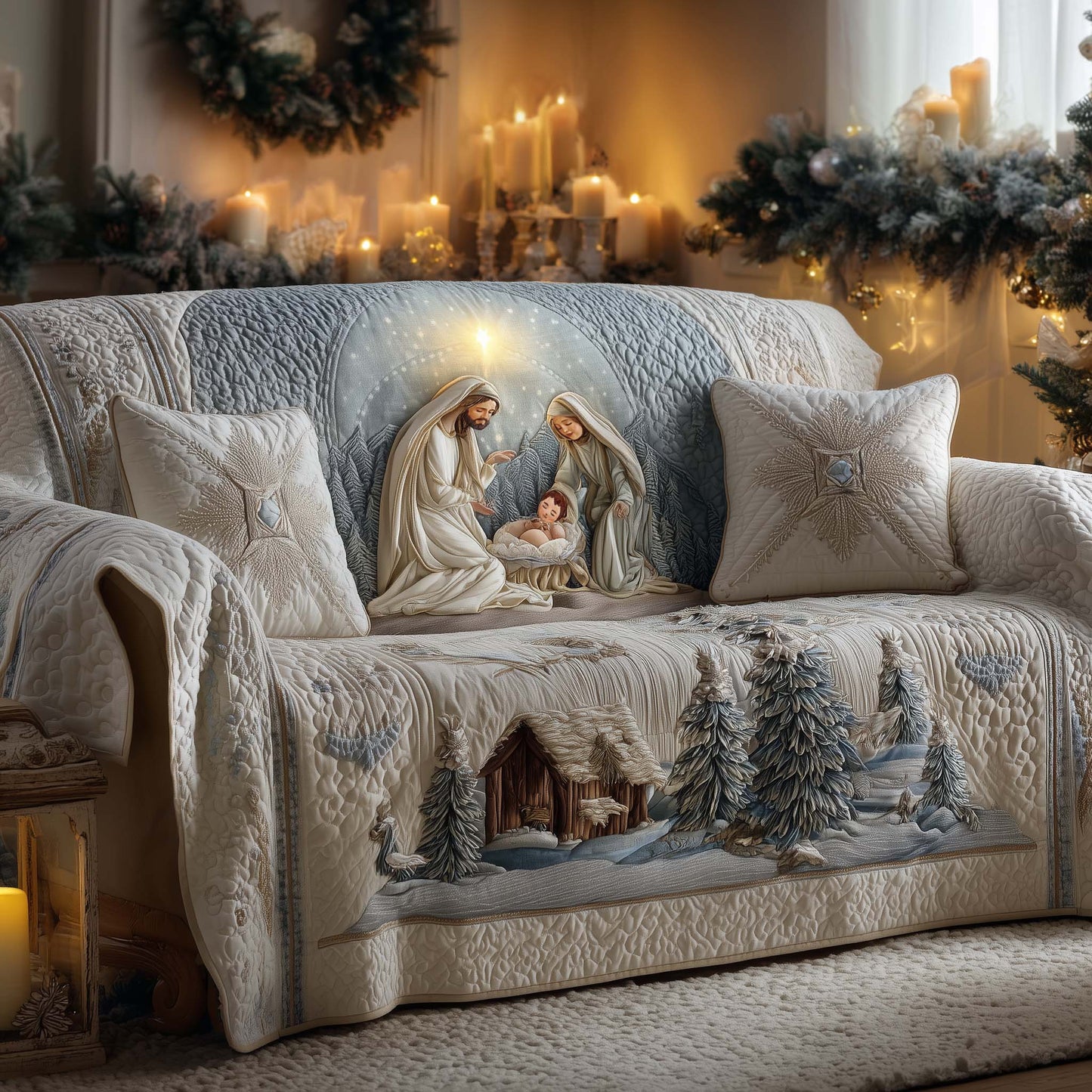 Nativity Grace Quilted Sofa Cover GFTOHD11846
