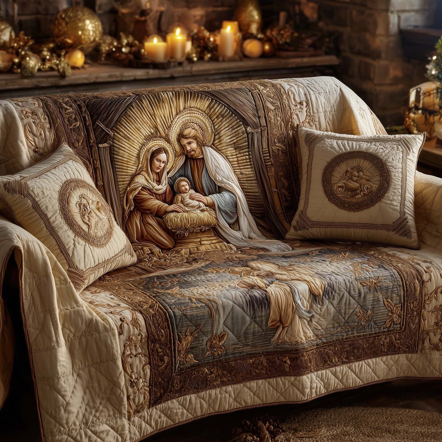 Nativity Grace Quilted Sofa Cover GFTOHD11847