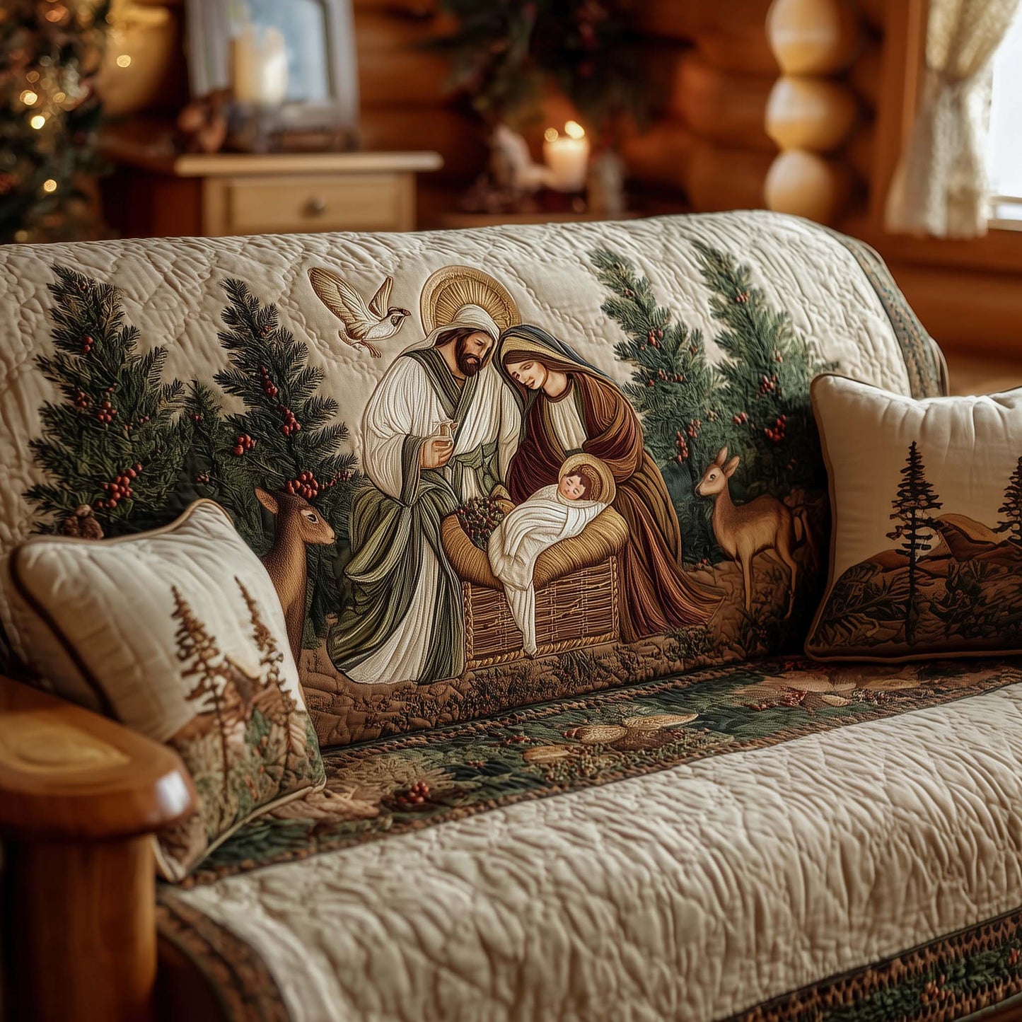 Nativity Peace Quilted Sofa Cover GFTOHD11848
