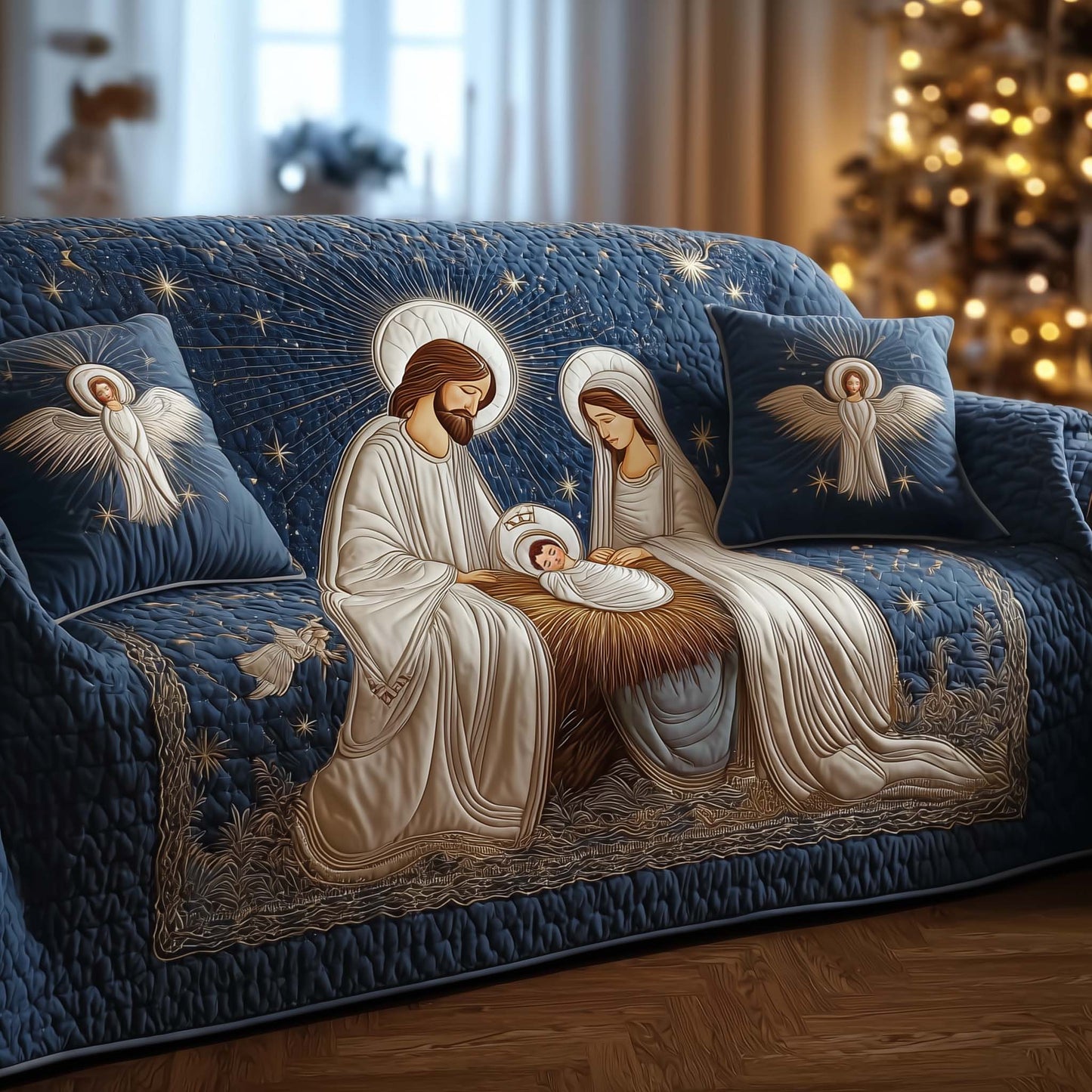 Nativity Peace Quilted Sofa Cover GFTOHD11849