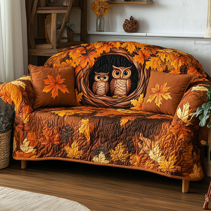 Autumn Owl Nest Quilted Sofa Cover GFTOHD11850