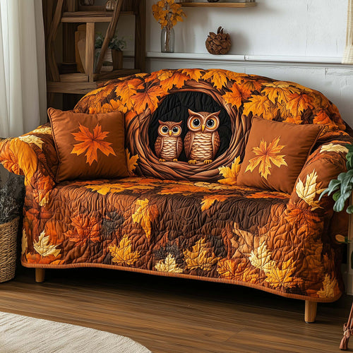 Autumn Owl Nest Quilted Sofa Cover GFTOHD11850