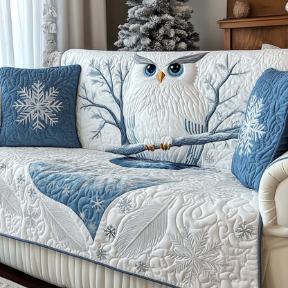 Snowy Arctic Owl Quilted Sofa Cover GFTOHD11853