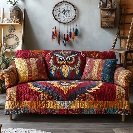 Boho Dreamcatcher Owl Quilted Sofa Cover GFTOHD11857