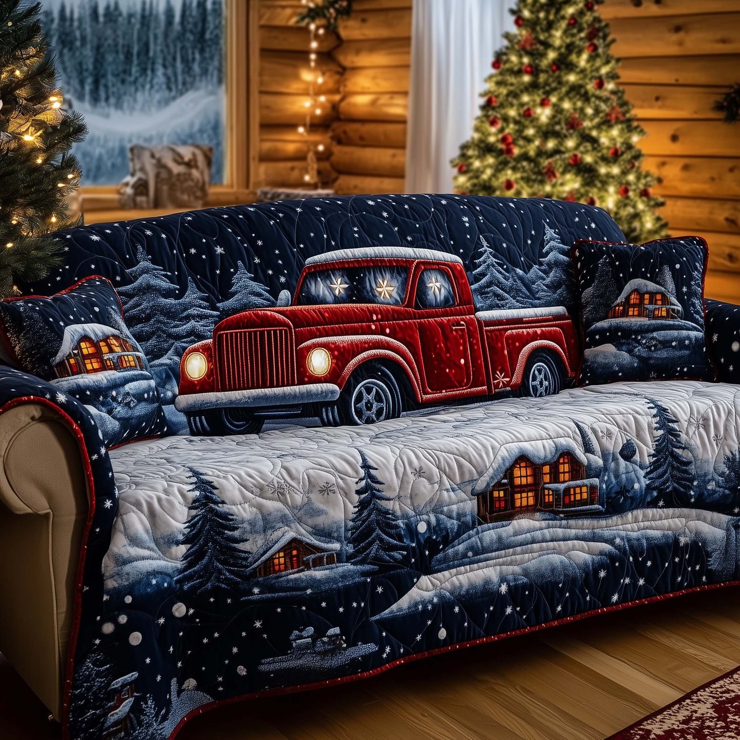 Snowy Night Delivery Quilted Sofa Cover GFTOHD11866