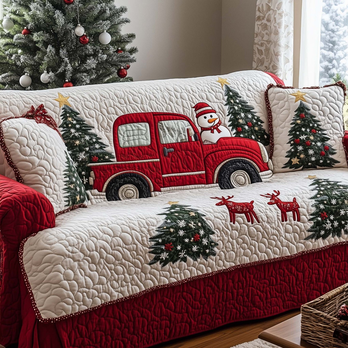 Snowman Delivery Truck Quilted Sofa Cover GFTOHD11872