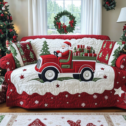 Santa's Retro Truck Quilted Sofa Cover GFTOHD11877