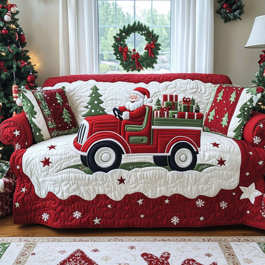 Santa's Retro Truck Quilted Sofa Cover GFTOHD11877