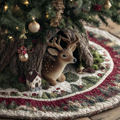 Woodland Reindeer Quilted Tree Skirt GFTOHD11887