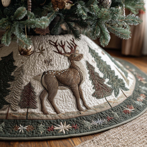 Woodland Reindeer Quilted Tree Skirt GFTOHD11889